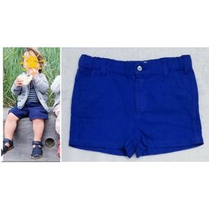 BABY BOY POPPY ROSE DENMARK EURO-BOUTIQUE MARLON SEA BLUE LINEN SHORTS $95 3M